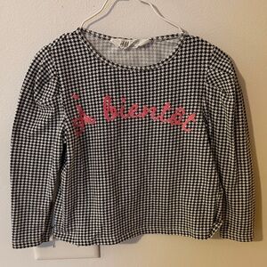 H&M Kids Houndstooth Long Sleeve with Pink Script